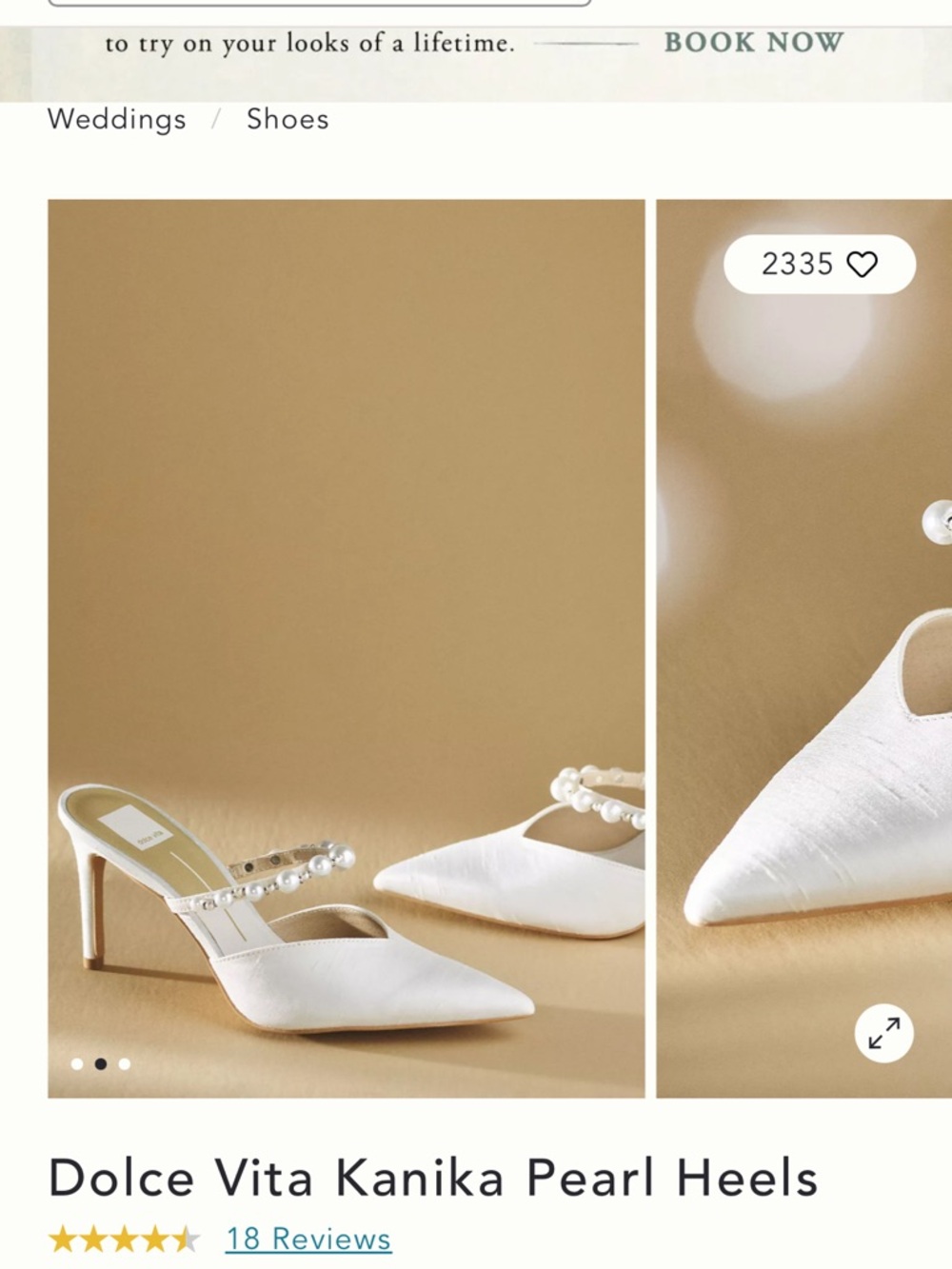 Dolce Vita Kanika Pearl Heels — White Satin Pointed Mules